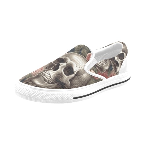 IMG_2405 Skull Sneakers Men's Slip-on Canvas Shoes (Model 019)