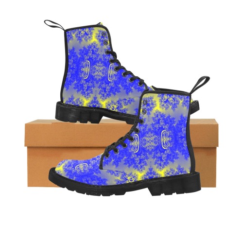 Sunlight and Blueberry Plants Frost Fractal Martin Boots for Women (Black) (Model 1203H)