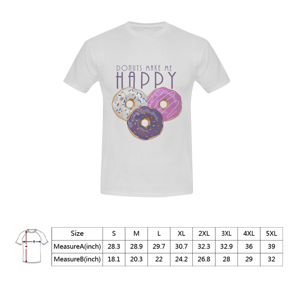 Donuts Make Me Happy Men's T-Shirt in USA Size (Front Printing Only)