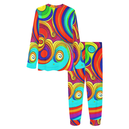 Colorful Groovy Rainbow Swirls Women's All Over Print Pajama Set