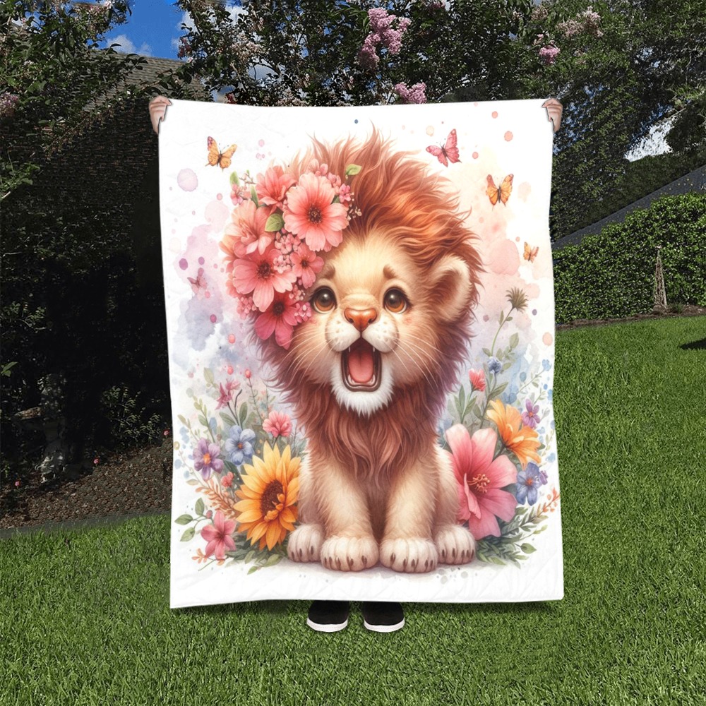 Watercolor Lion 1 Quilt 40"x50"