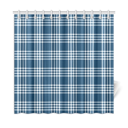Basic Dark Blue and White Plaid Shower Curtain 72"x72"