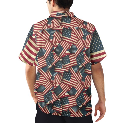 Patriotic USA American Flag Art / Blue Men's All Over Print Hawaiian Shirt (Model T58)
