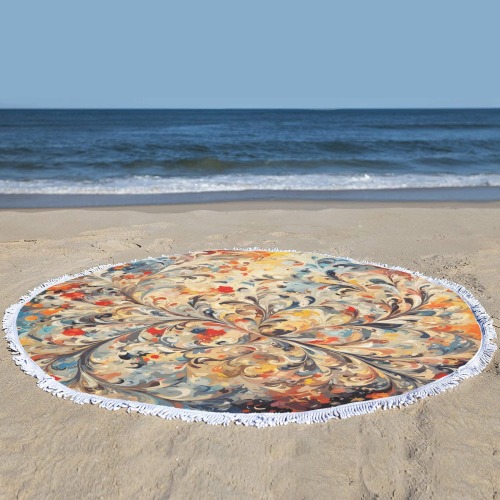 Fantastic floral ornament. Fantasy garden art Circular Beach Shawl Towel 59"x 59"