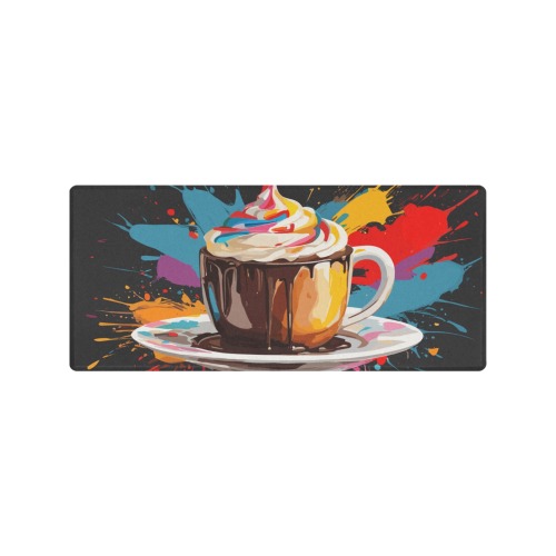 Hot chocolate and colorful cream in a cup art Gaming Mousepad (35"x16")
