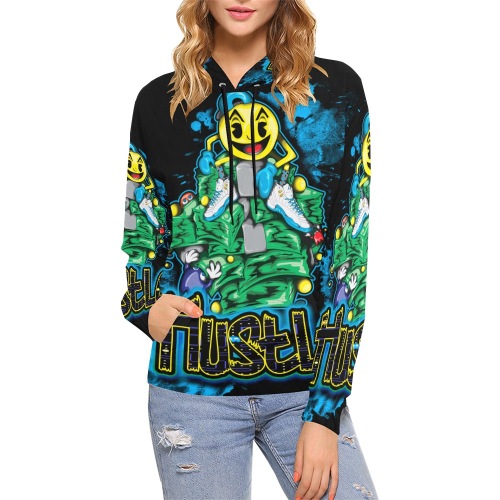 pac man hustle hoodie All Over Print Hoodie for Women (USA Size) (Model H13)
