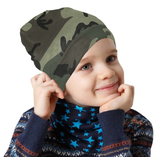 Camo Green All Over Print Beanie for Kids