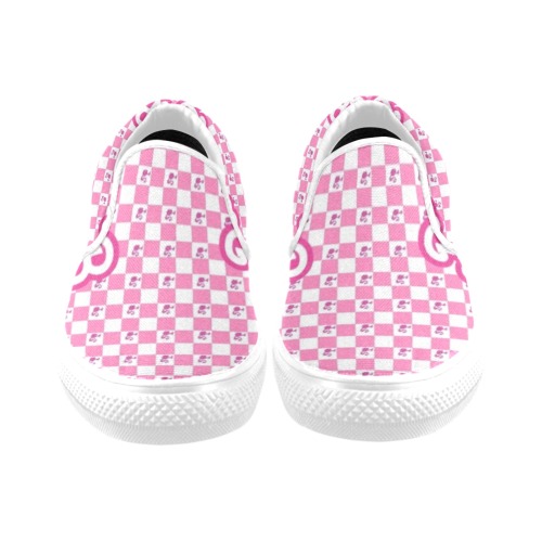 Bubblegum Pink Womans Slip on Sneakers Women's Unusual Slip-on Canvas Shoes (Model 019)