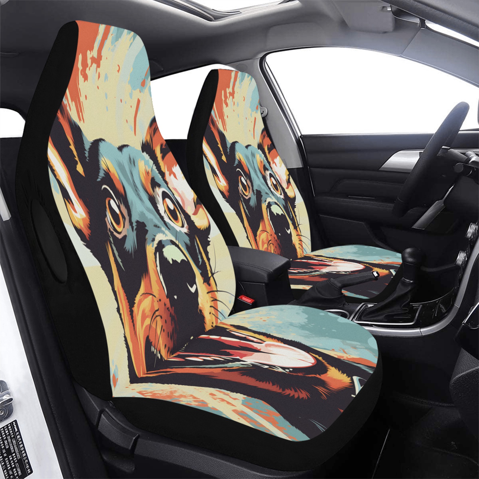 Doberman Pinscher Pop Art Car Seat Cover Airbag Compatible (Set of 2)