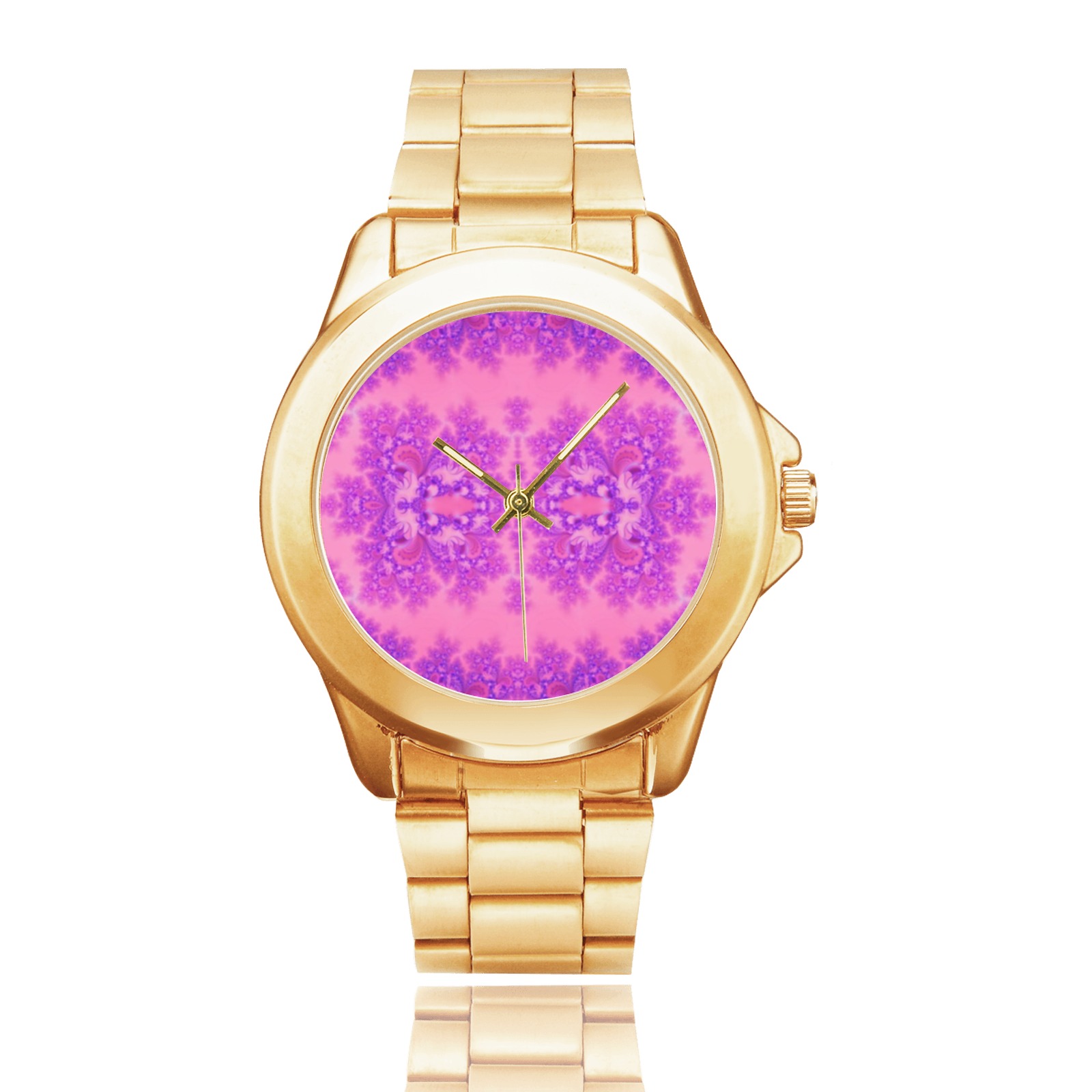 Purple and Pink Hydrangeas Frost Fractal Custom Gilt Watch(Model 101)
