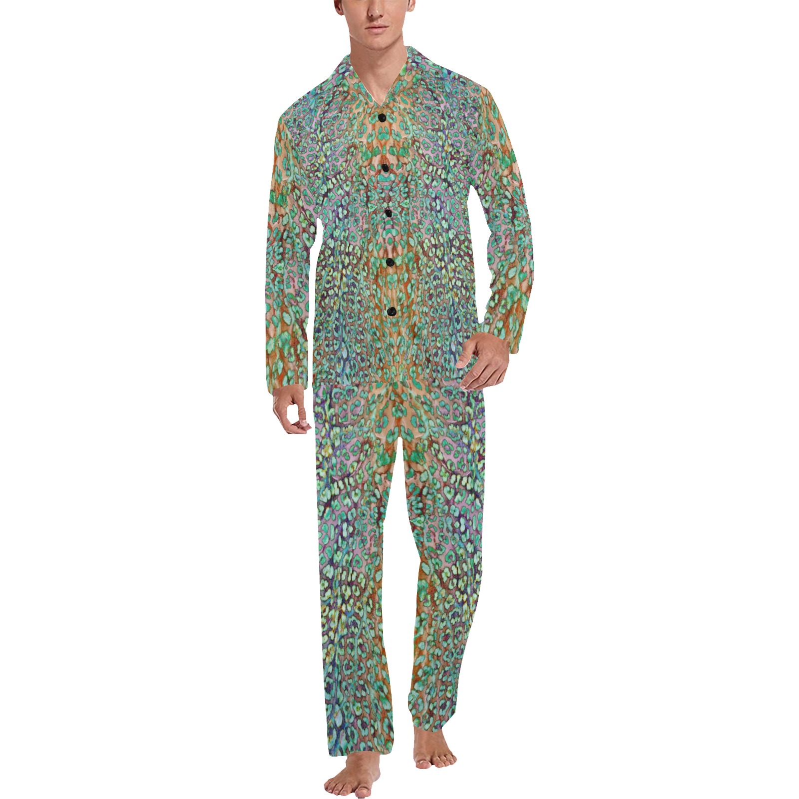 panther 3 Men's V-Neck Long Pajama Set