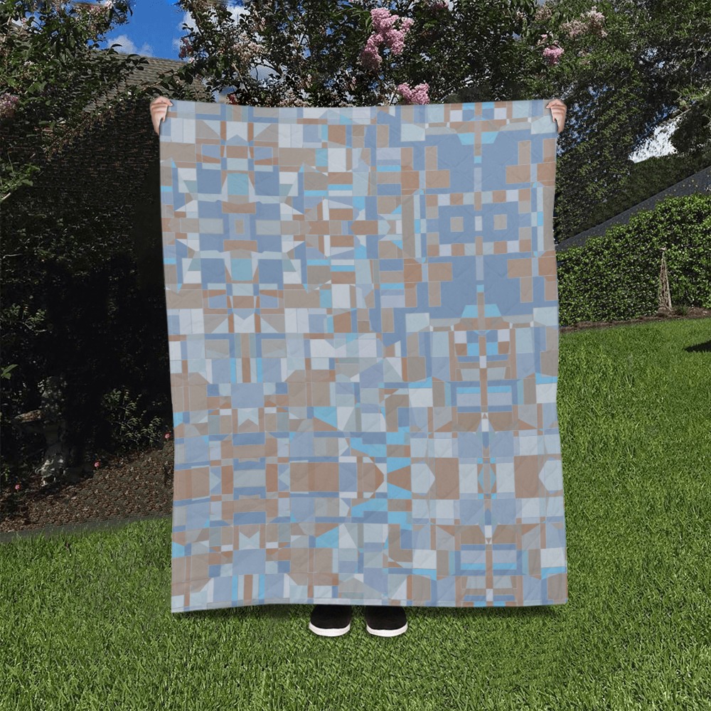 Gray Blue Brown Mosaic Quilt 40"x50"