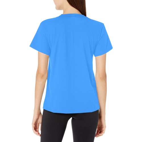 1 - Yahweh Be Praised Light Blue/Red T-Shirt Women Women's All Over Print Crew Neck T-Shirt (Model T40-2)