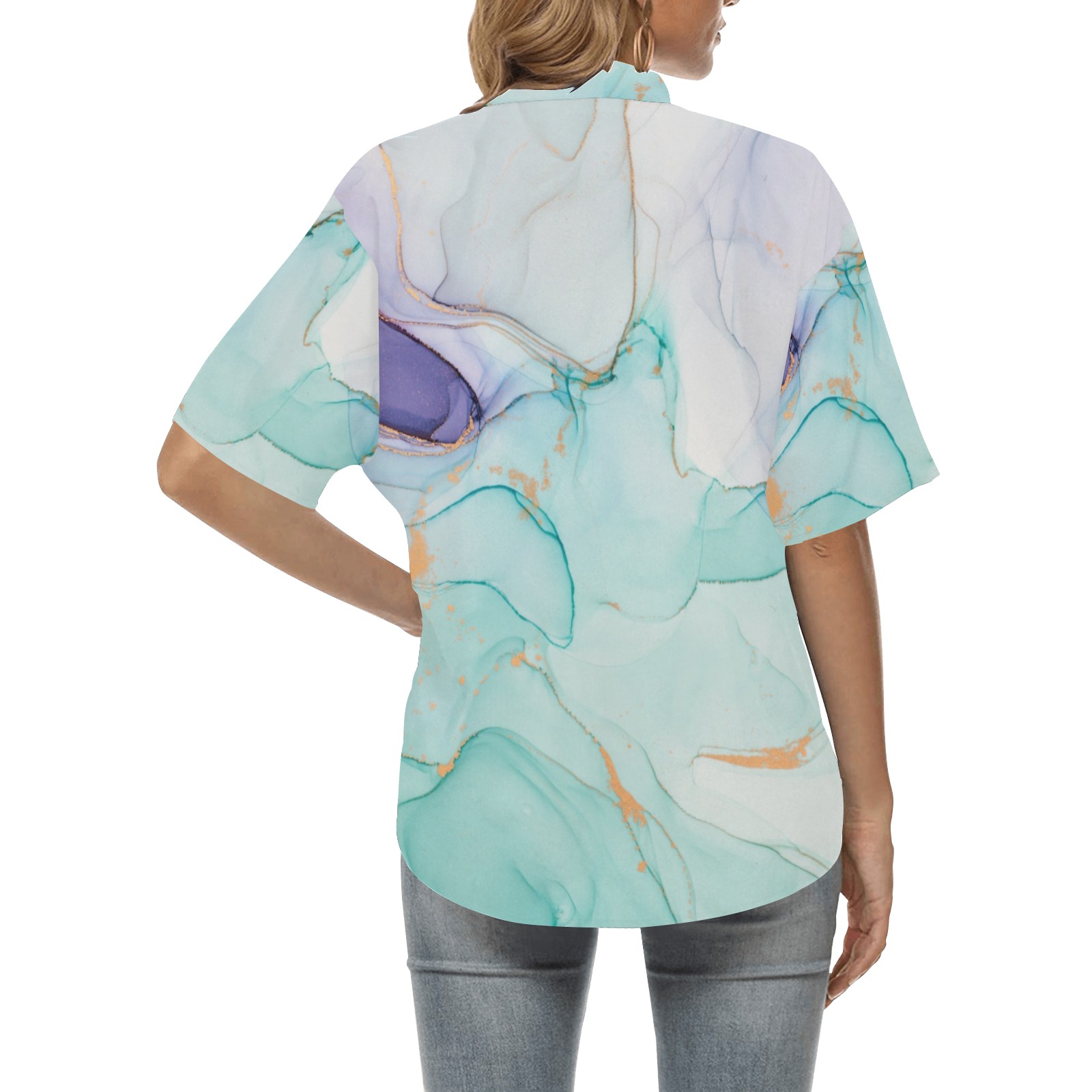 Abstract fluid summer fun All Over Print Hawaiian Shirt for Women (Model T58)