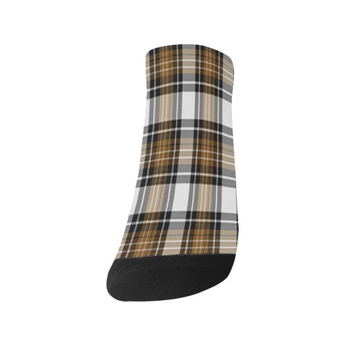 Brown Black Plaid Men's Ankle Socks