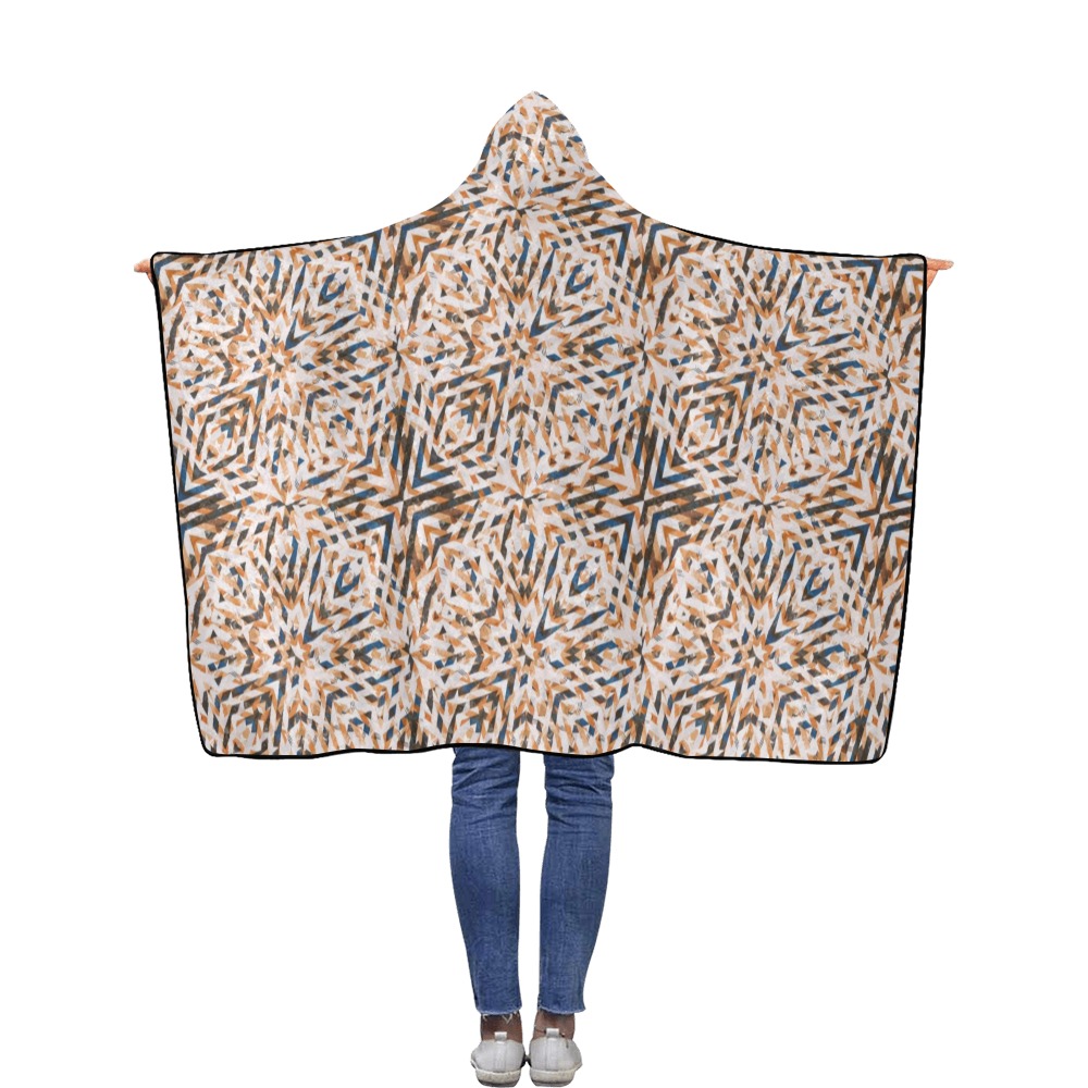Geometric vintage mosaic 23 Flannel Hooded Blanket 40''x50''