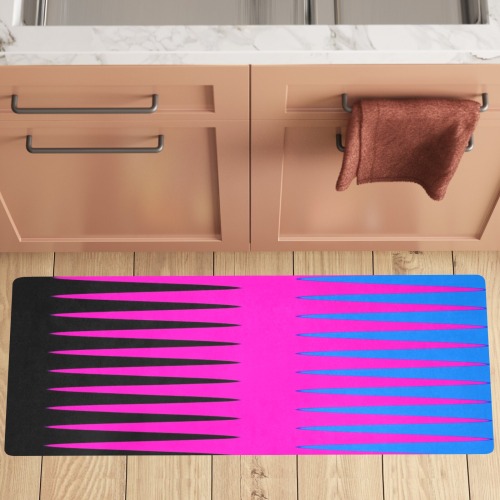 Wave Design Pink Blue and Black Kitchen Mat 48"x17"