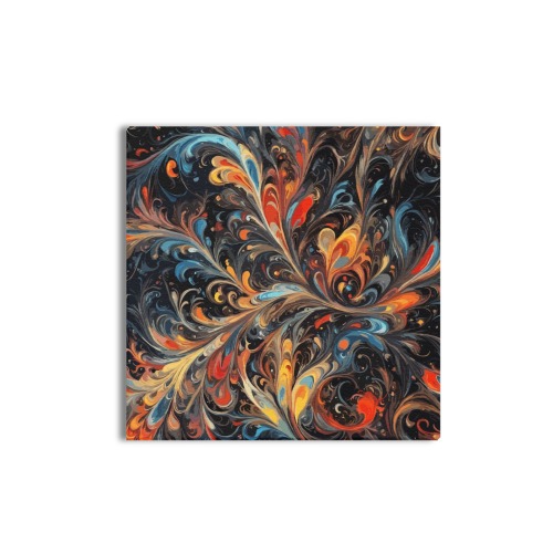 Decorative colorful floral ornament on dark. Upgraded Canvas Print 16"x16"