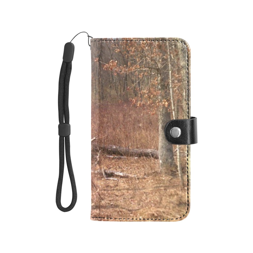 Falling tree in the woods Flip Leather Purse for Mobile Phone/Large (Model 1703)