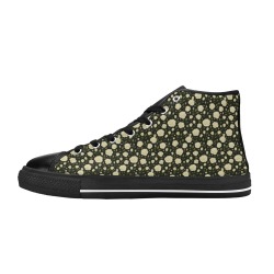 White Roses on a Black Background Women's Classic High Top Canvas Shoes (Model 017)