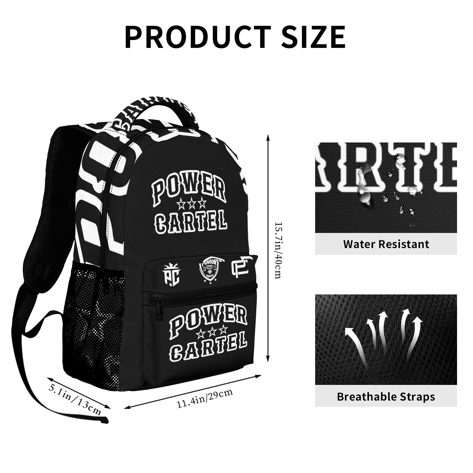 HEAVY HITTERS POWER CARTEL LOGO All Over Print Casual Backpack-Large