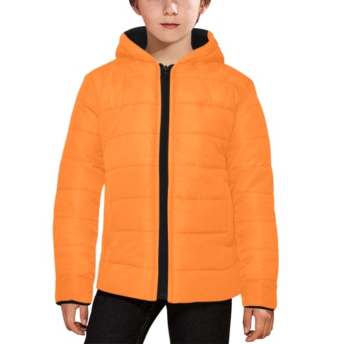 color pumpkin Kids' Padded Hooded Jacket (Model H45)
