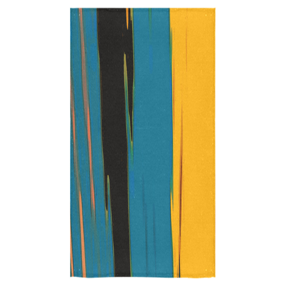 Black Turquoise And Orange Go! Abstract Art Bath Towel 30"x56"