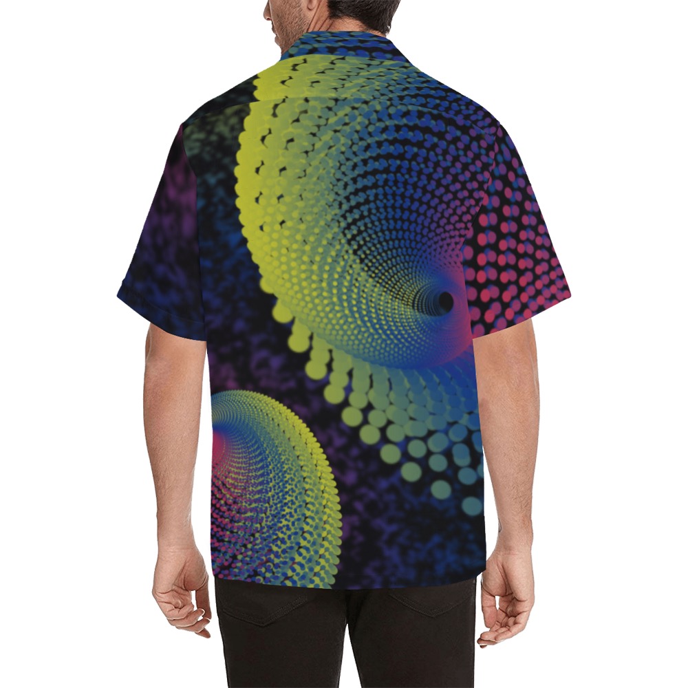 Ô Neon Vortex Single Hawaiian Shirt with Merged Design (Model T58)