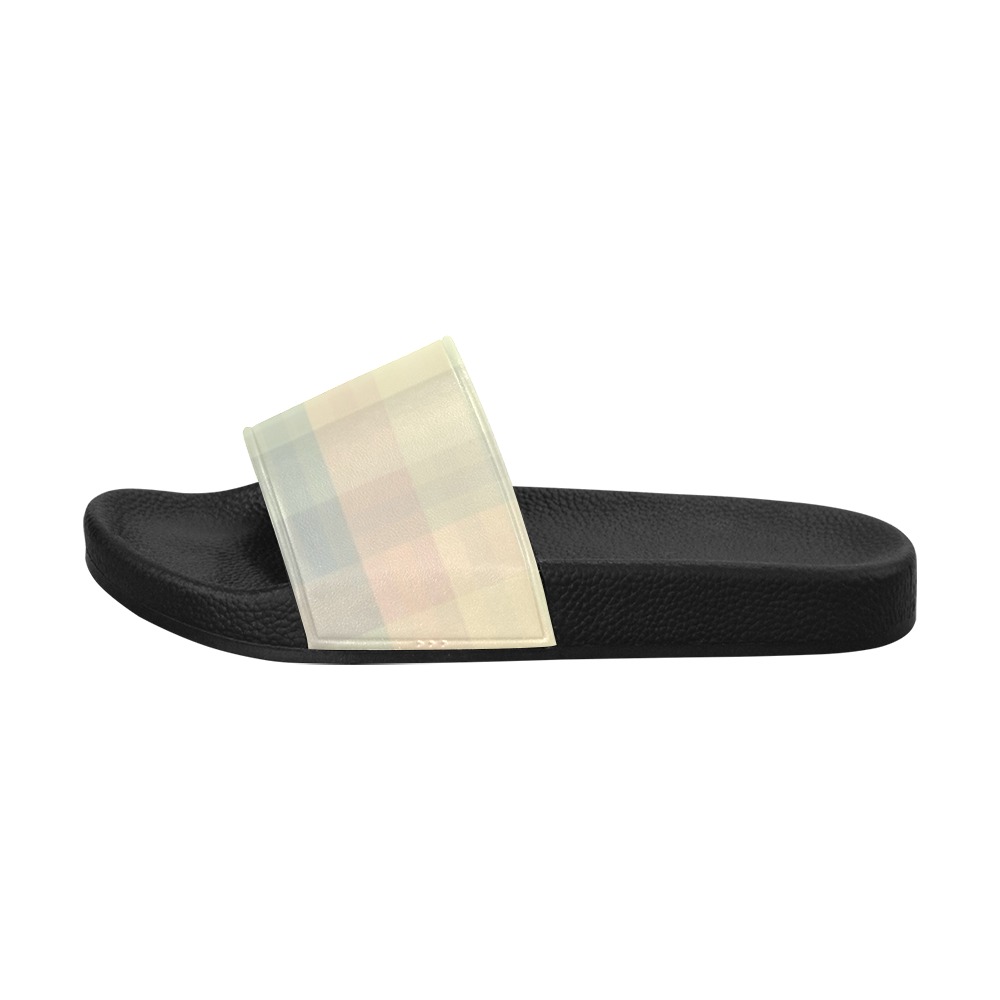 Candy Sweet Pastel Pattern Checkers Men's Slide Sandals (Model 057)