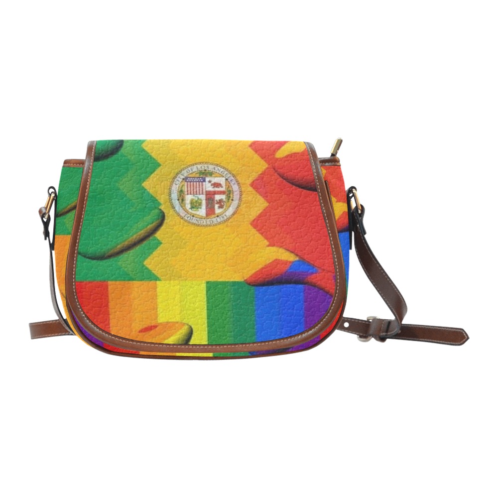 Los Angeles Pride Flag Pop Art by Nico Bielow Saddle Bag/Large (Model 1649)