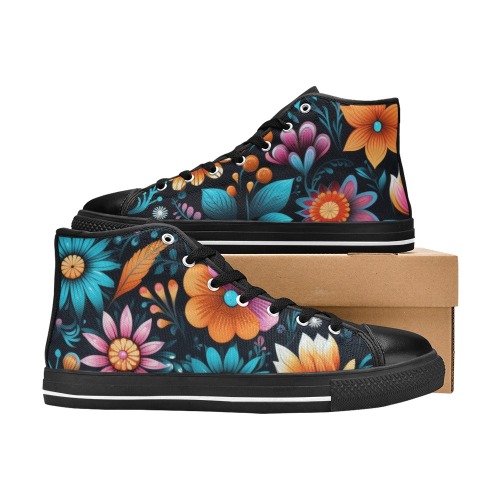 Bright Spring Flowers Women's Classic High Top Canvas Shoes (Model 017)