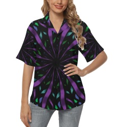 Ô Purple Ribbon Mandala All Over Print Hawaiian Shirt for Women (Model T58)