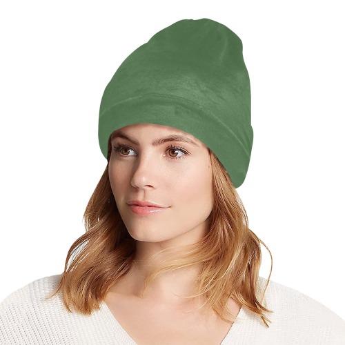color artichoke green All Over Print Beanie for Adults