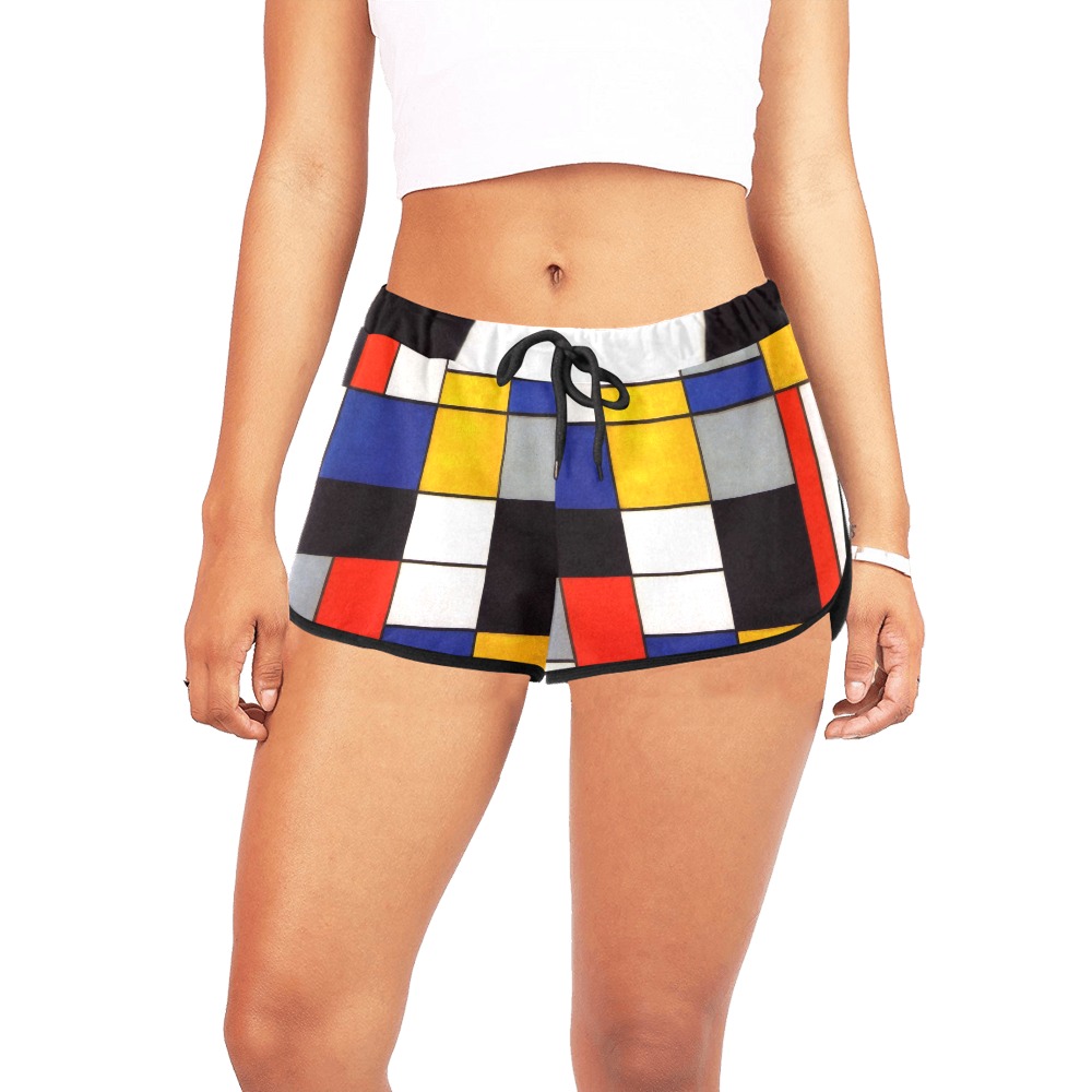 Composition A by Piet Mondrian Women's All Over Print Relaxed Shorts (Model L19)