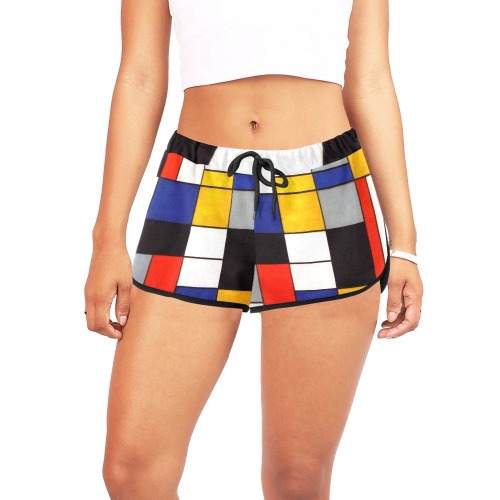 Composition A by Piet Mondrian Women's All Over Print Relaxed Shorts (Model L19)