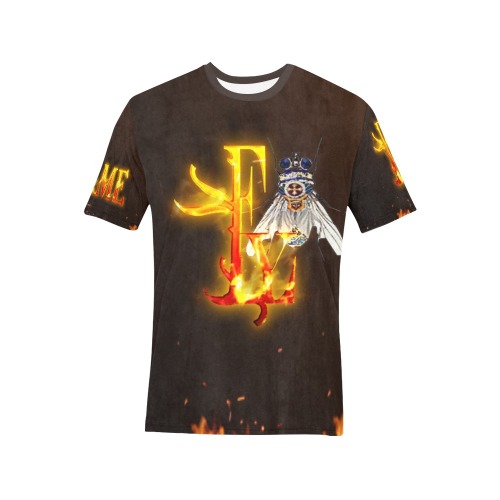 Flame Collectable Fly Men's All Over Print T-Shirt (Solid Color Neck) (Model T63)