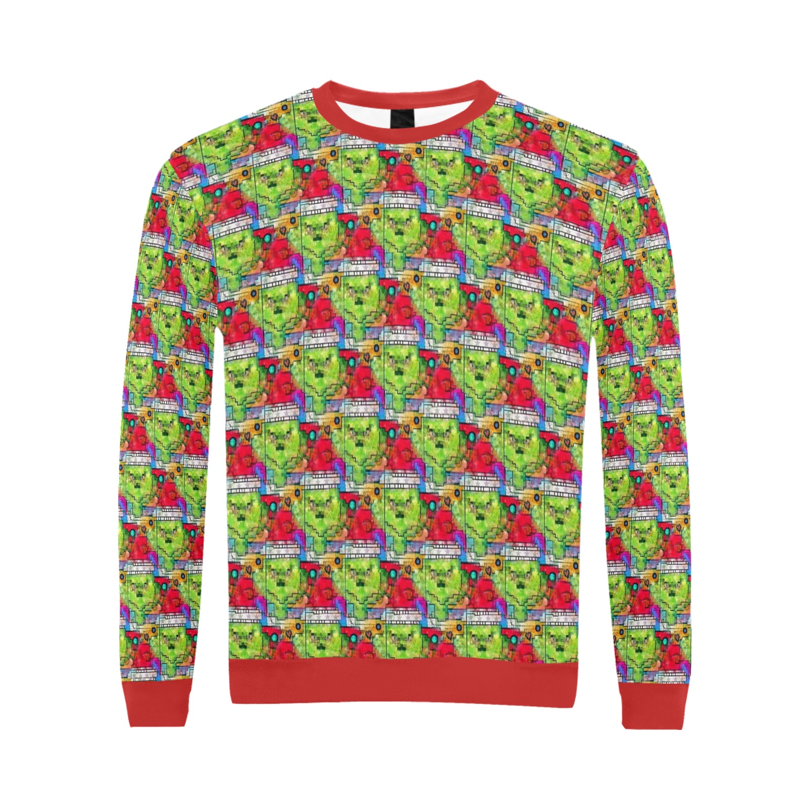 Green Christmas by Nico Bielow All Over Print Crewneck Sweatshirt for Men (Model H18)