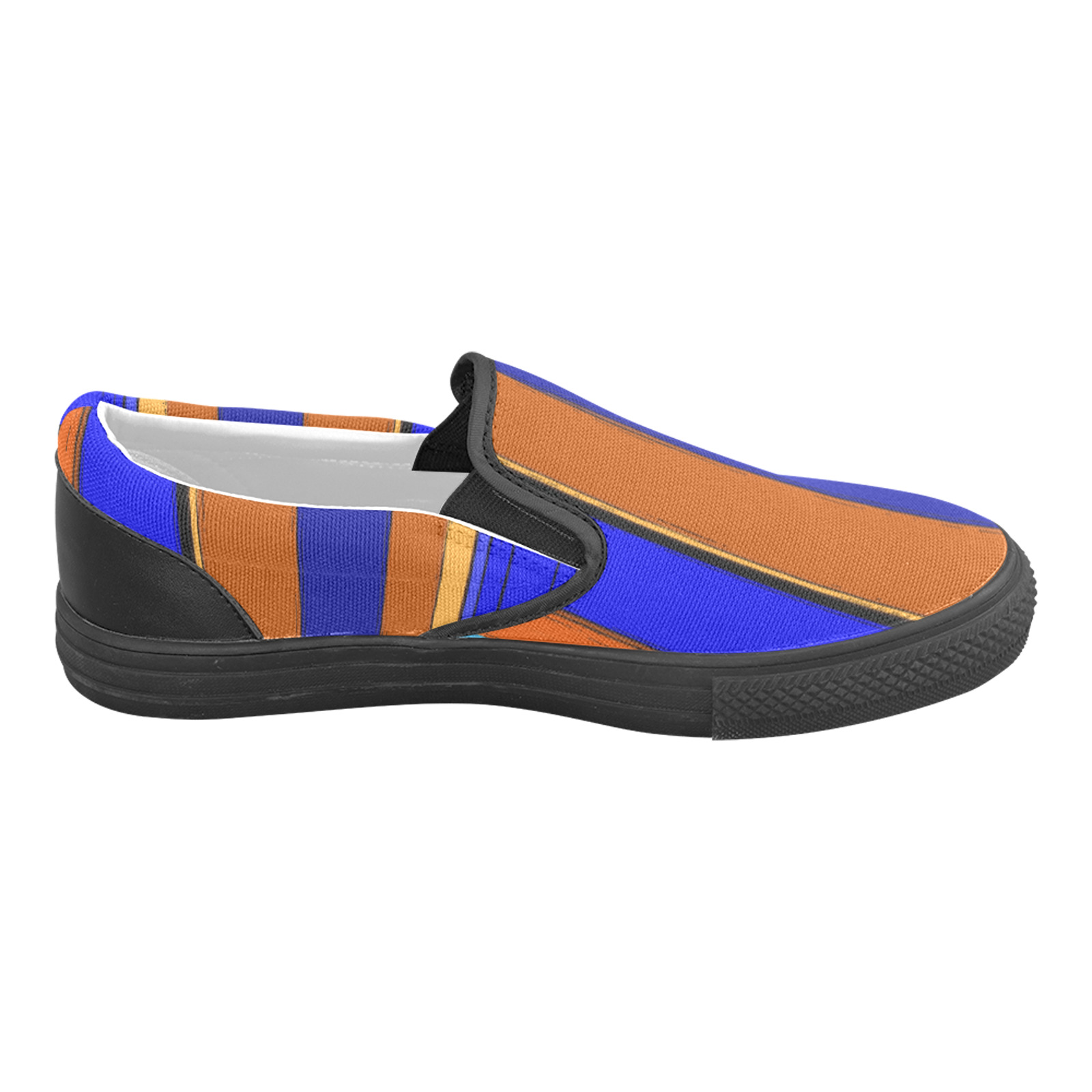 Abstract Blue And Orange 930 Women's Unusual Slip-on Canvas Shoes (Model 019)