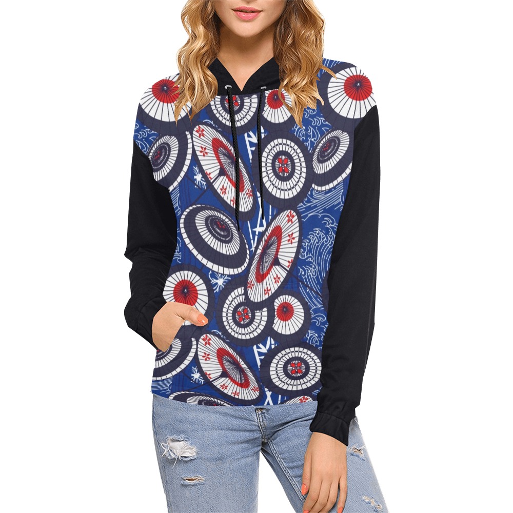 UMBRELLA 0001 All Over Print Hoodie for Women (USA Size) (Model H13)