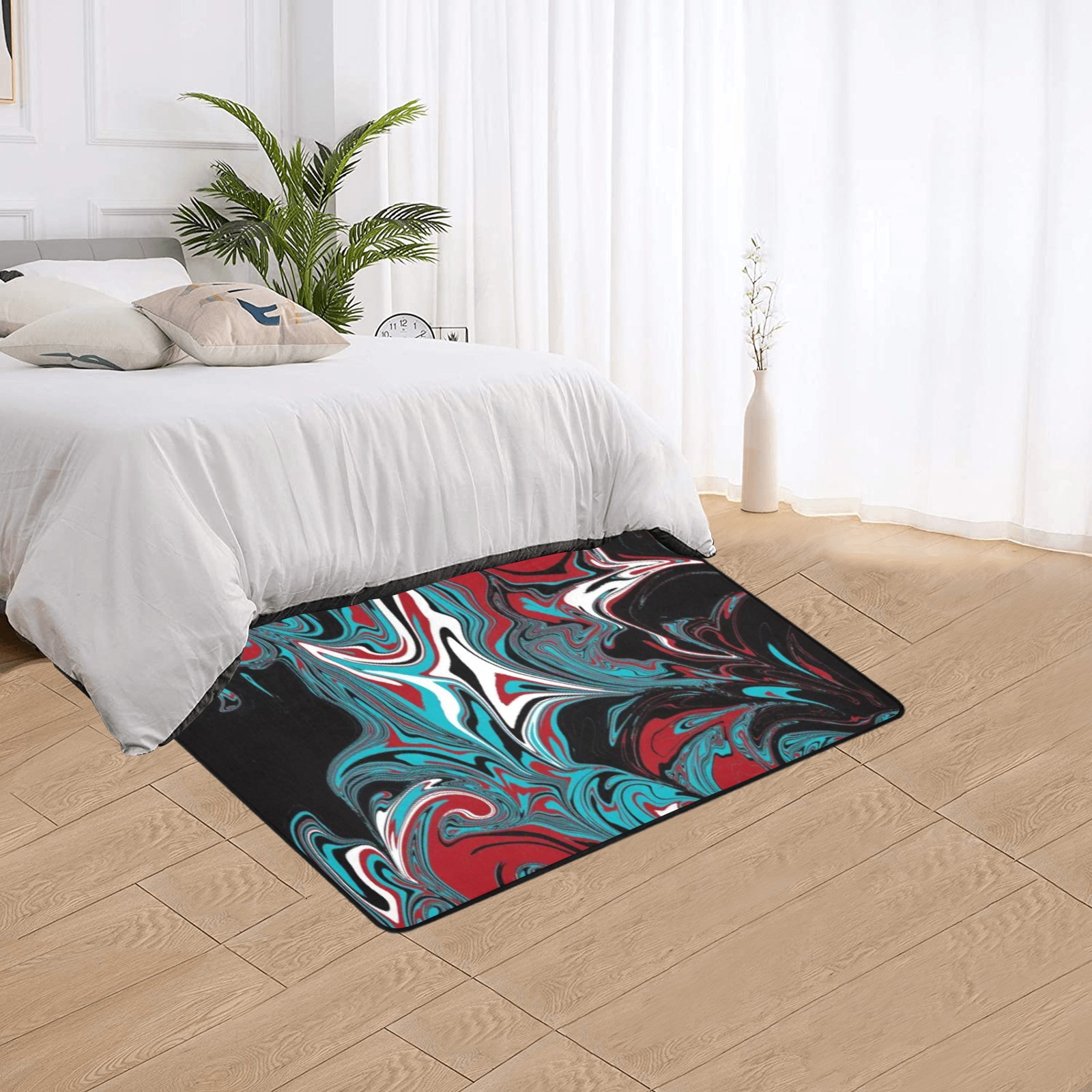 Dark Wave of Colors Area Rug with Black Binding 5'x3'3''