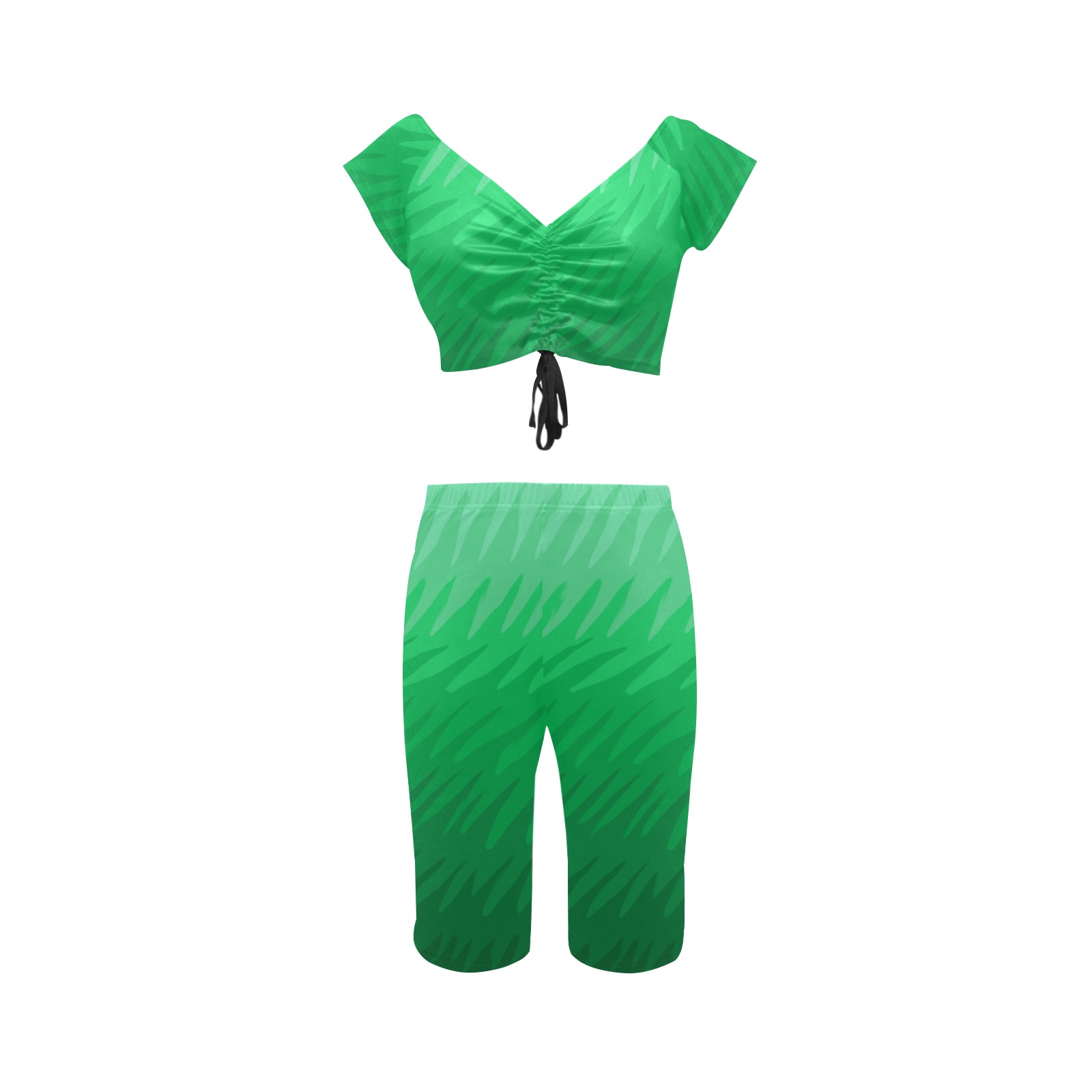 green wavespike Women's Crop Top Yoga Set