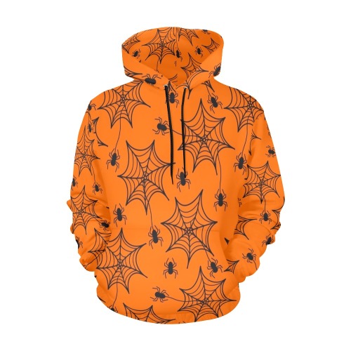 Halloween Spiders and Spider Webs All Over Print Hoodie for Men (USA Size) (Model H13)
