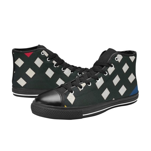 Counter-composition XV by Theo van Doesburg- High Top Canvas Shoes for Kid (Model 017)