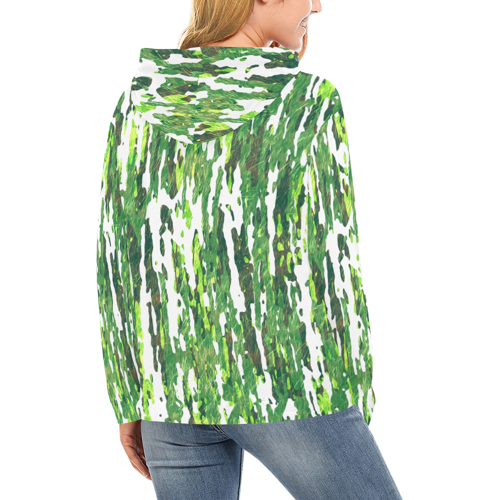 Bark Tree Camouflage All Over Print Hoodie for Women (USA Size) (Model H13)