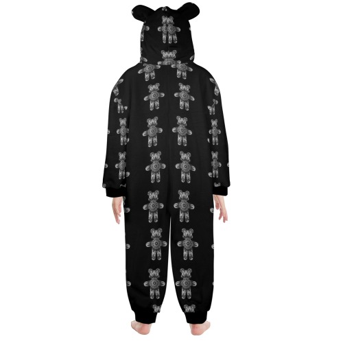 nounours 1g One-Piece Zip Up Hooded Pajamas for Big Kids