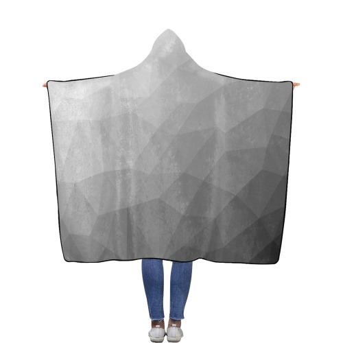Grey Gradient Geometric Mesh Pattern Flannel Hooded Blanket 56''x80''