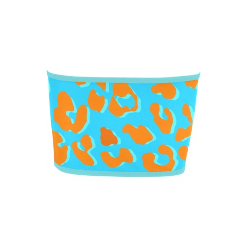 Leopard Print Orange Blue Bandeau Top