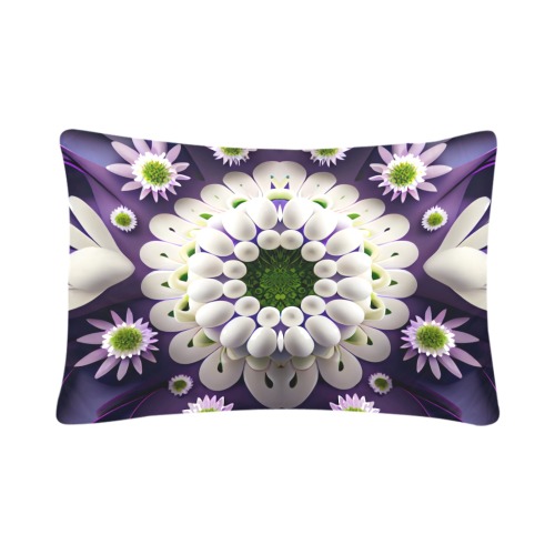 violet and white floral pattern Custom Pillow Case 20"x 30" (One Side) (Set of 2)