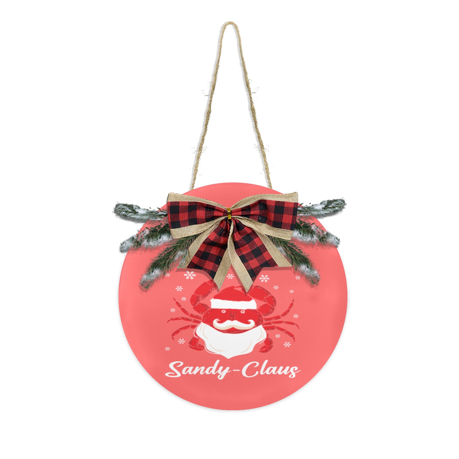 Sandy Claus Crab Christmas Door Hanger (11.8inch)
