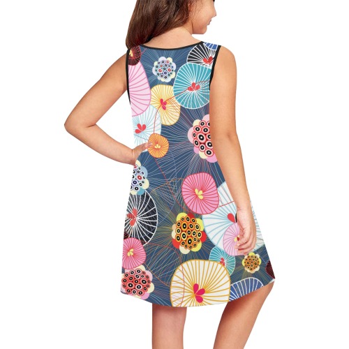 beautiful colorful abstract pattern Girls' Sleeveless Dress (Model D58)